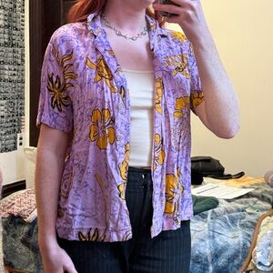 Floral Purple and Yellow Women's Top
